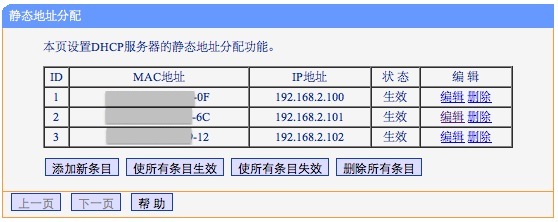 静态 IP 分配方法：路由 A 的设置